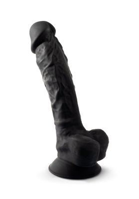 Dual Density Svart Dildo med pung 23 cm