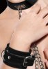 Leather Collar and Handcuffs Black