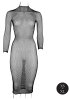 Long Dress Fishnet Structure and Turtle Neck