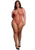V-Neck Teddy with Opaque panels, red - Queen Size