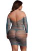 Long-Sleeved Net Mini Dress, blue - Queen Size