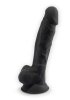 Dual Density Svart Dildo med pung 18 cm