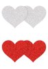 Heart Nipple Covers Red/Silver 2 pair