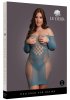 Long-Sleeved Net Mini Dress, blue - Queen Size