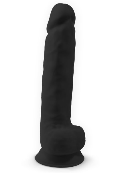 Dual Density Svart Dildo med pung 38 cm