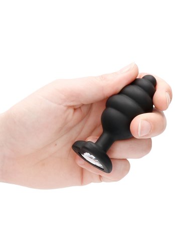 Ribbed Diamond Heart Butt Plug, Large