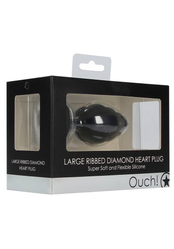 Ribbed Diamond Heart Butt Plug, Large