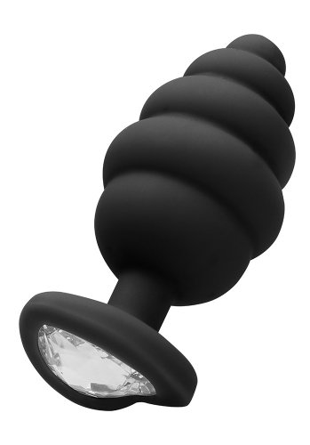 Ribbed Diamond Heart Butt Plug, X-Large