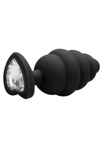Ribbed Diamond Heart Butt Plug, X-Large