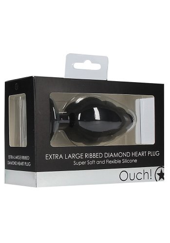 Ribbed Diamond Heart Butt Plug, X-Large