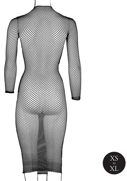 Long Dress Fishnet Structure and Turtle Neck