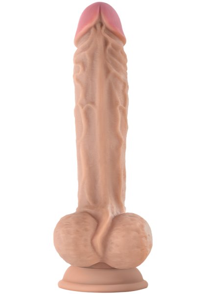 Shaft Liquid Silicone Dildo with balls Model A 10,5 Inch, Pine