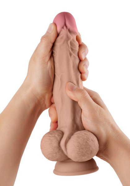 Shaft Liquid Silicone Dildo with balls Model A 10,5 Inch, Pine