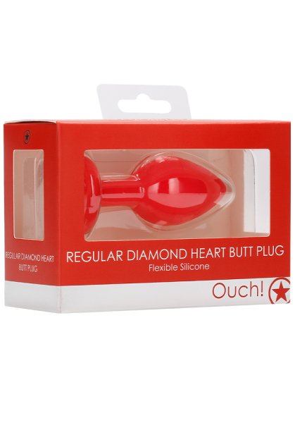 Diamond Heart Red Butt Plug, Regular