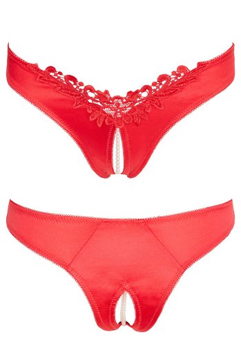 G-string with Pearls, Red (Storlek: Small)
