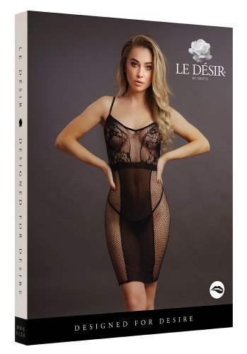 Knee-Length Lace and Fishnet Dress