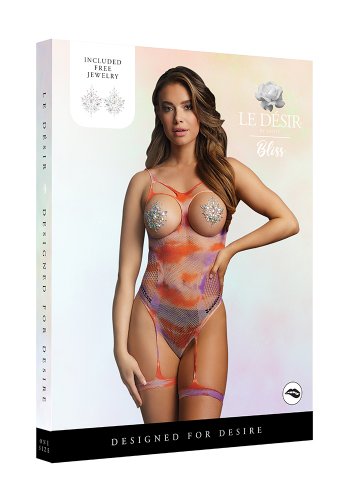 Open-cup tie dye strappy teddy