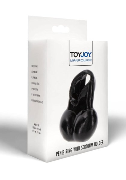 Penis ring with scrotum holder