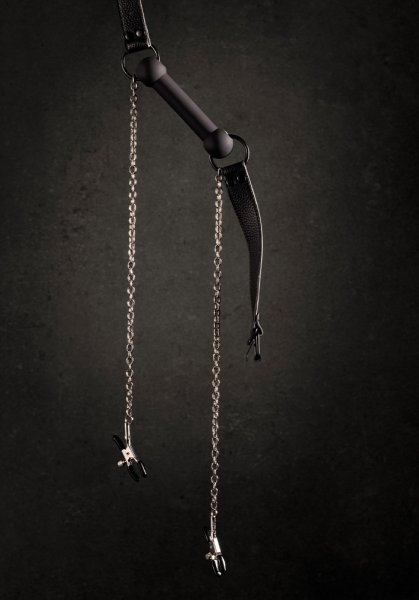 Silicone Big Gag with Nipple Clamps