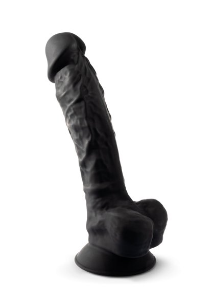 Dual Density Svart Dildo med pung 23 cm