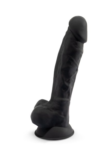 Dual Density Svart Dildo med pung 23 cm