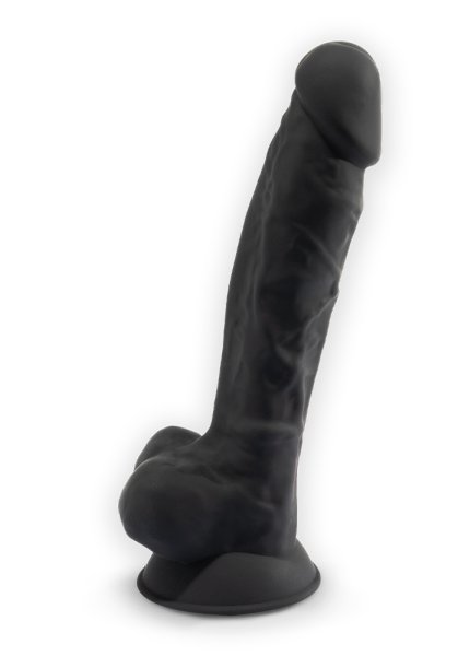 Dual Density Svart Dildo med pung 18 cm
