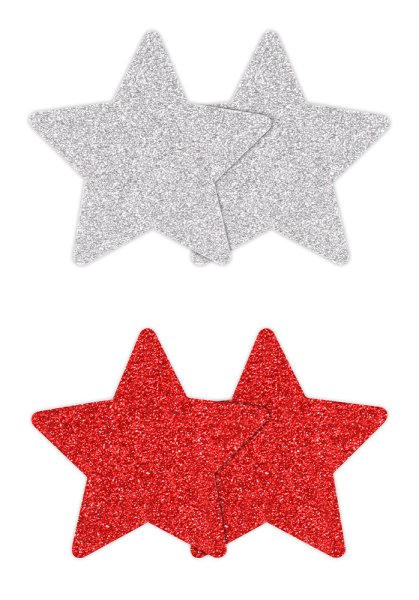 Star Nipple Covers Red/Silver 2 pair