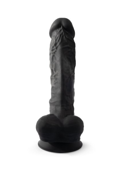 Dual Density Svart Dildo med pung 20 cm