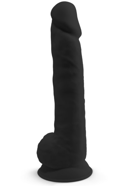 Dual Density Svart Dildo med pung 38 cm