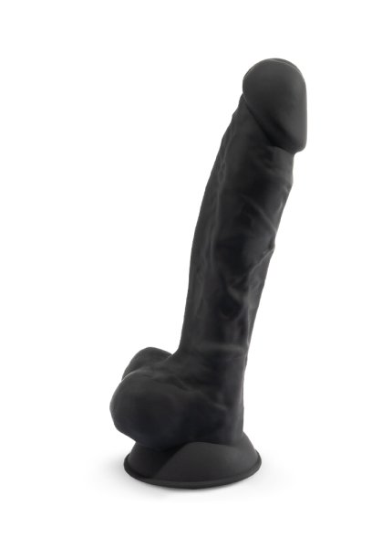 Dual Density Svart Dildo med pung 20 cm