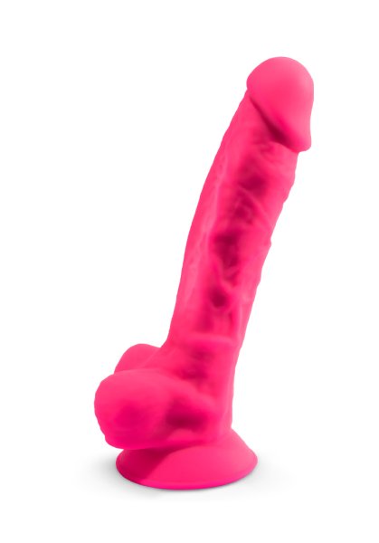 Dual Density Rosa Dildo med pung 23 cm
