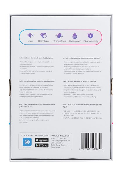 Lovense Hush 2 Bluetooth Butt Plug, 4.4 cm