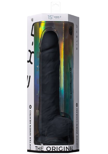 Dual Density Svart Dildo med pung 38 cm