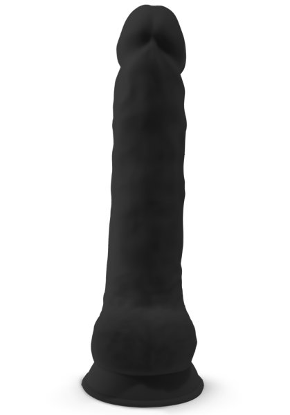 Dual Density Svart Dildo med pung 38 cm