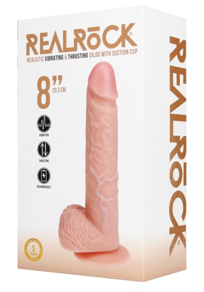 Realrock Vibrating and Thrusting Straight Cock with Balls 20,3 cm