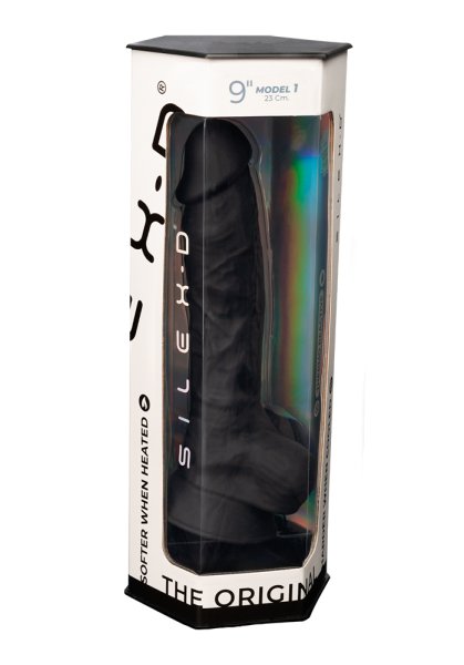 Dual Density Svart Dildo med pung 23 cm